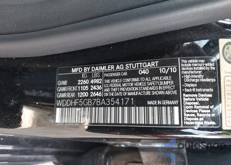 2011 Mercedes-Benz E 350 z USA, uszkodzony, nr VIN WDDHF5GB7BA354171